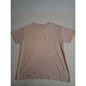 NASH Mens Embossed Logo T-Shirt Peach Tan Short Sleeve Crew Neck XL